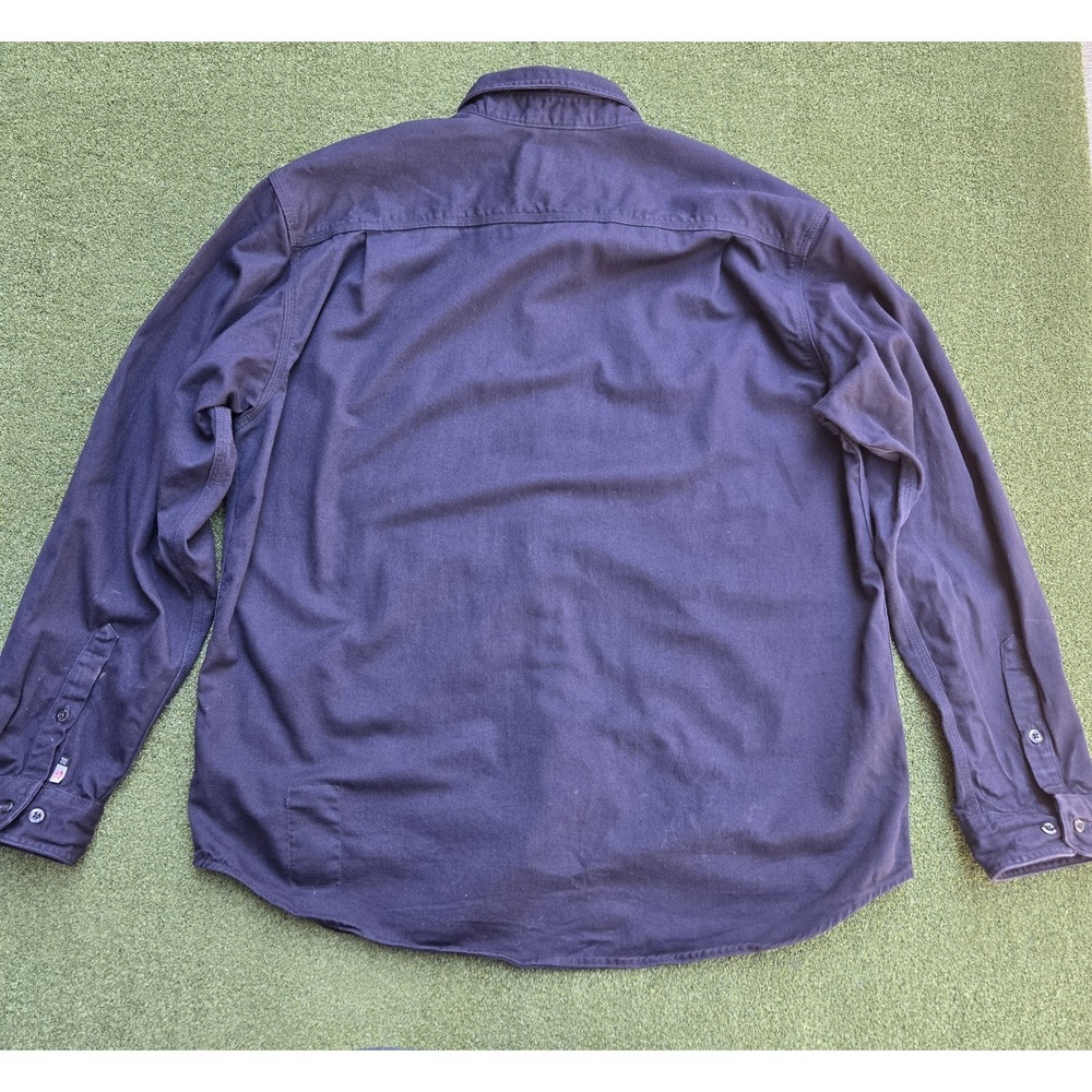 Carhartt FR Shirt Men's XL Navy Blue loose Fit Long Sleeve Liuna Logo - Picture 2 of 11